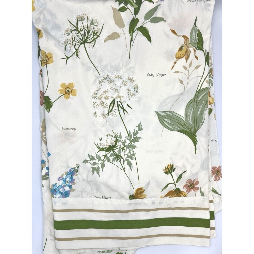 Vintage JC Penney Botanical Flat & Fitted Sheets Twin Poppy Lily Violet Percale